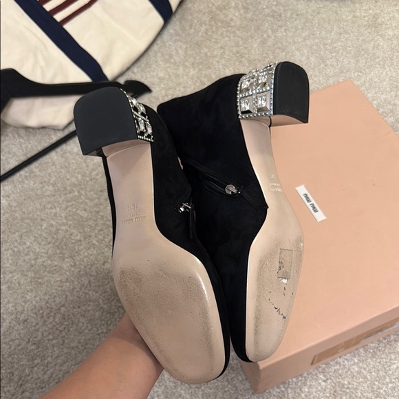 Miu Miu Black Boots with Silver Embellished Heel - Picture 5 of 7
